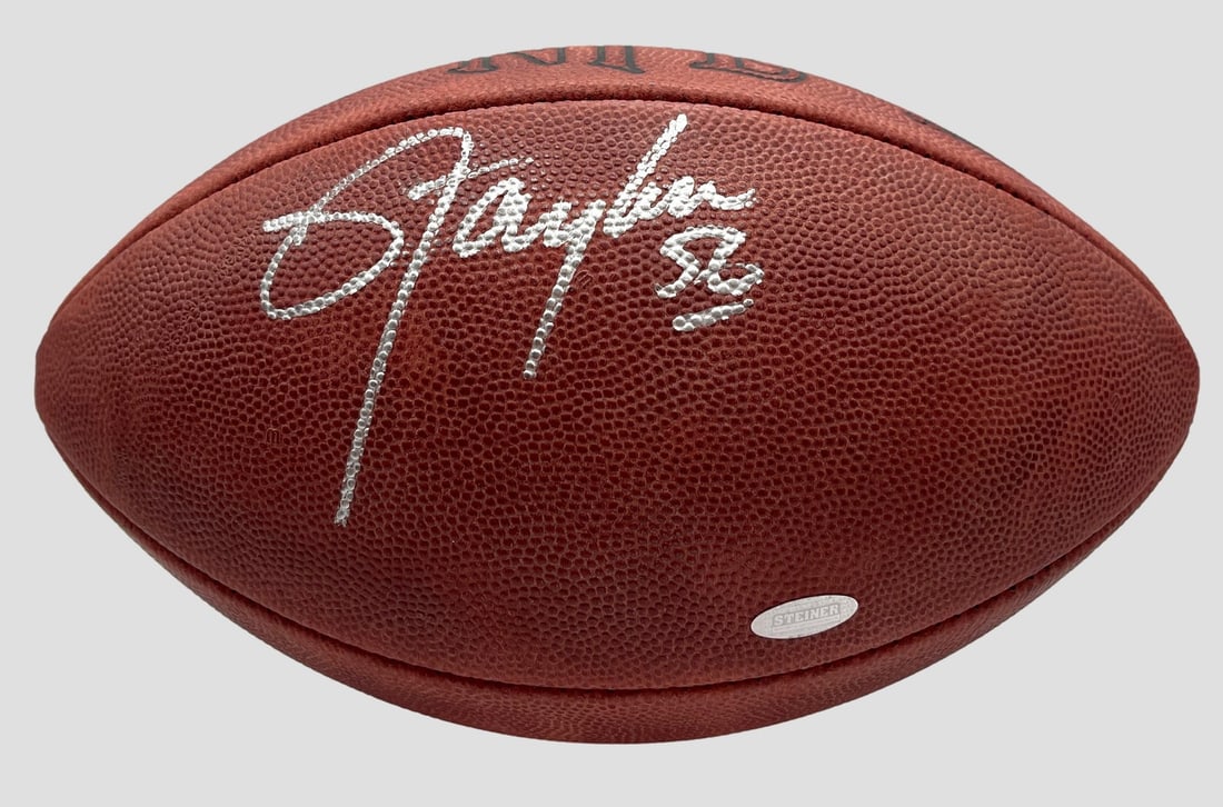NFL Leather Football Signed by Lawrence Taylor New York Giants JSA Authenticated: NFL Leather Football Signed by Lawrence Taylor New York Giants JSA Authenticated This NFL leather football is hand-signed by Hall of Famer Lawrence Taylor of the New York Giants. The autograph is auth