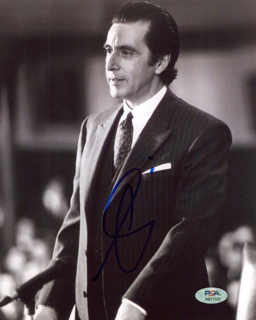 Al Pacino Signed Scent Of A Woman 8x10 Photo With PSA Authentication: Al Pacino Signed Scent Of A Woman 8x10 Photo With PSA Authentication This vertical 8x10 photograph has been personally signed by Al Pacino from the film 'Scent Of A Woman.' The autograph is authentica