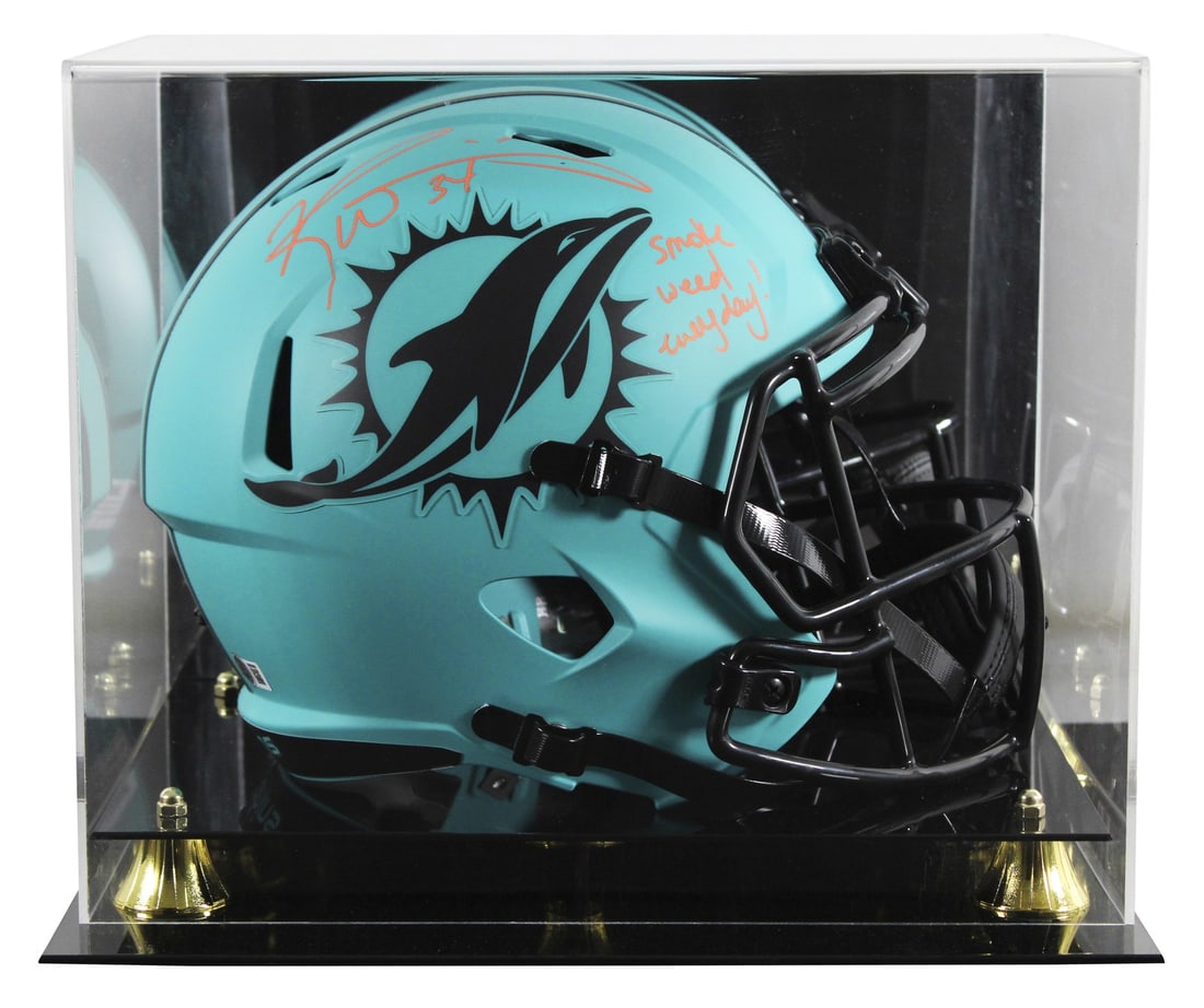 Miami Dolphins Ricky Williams Signed Rave F/S Helmet with Inscription and BAS Authentication: Miami Dolphins Ricky Williams Signed Rave F/S Helmet with Inscription and BAS Authentication This Miami Dolphins Full Size Speed Replica Helmet, personally signed by Ricky Williams, features the inscr
