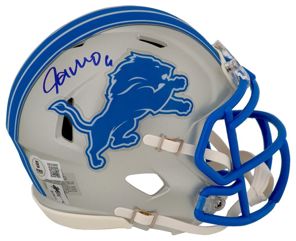 Jameson Williams Signed Detroit Lions Mini Helmet with Beckett COA: Jameson Williams Signed Detroit Lions Mini Helmet with Beckett COA Own a piece of NFL memorabilia with this Jameson Williams signed Detroit Lions Riddell Speed Mini Helmet. This original item features