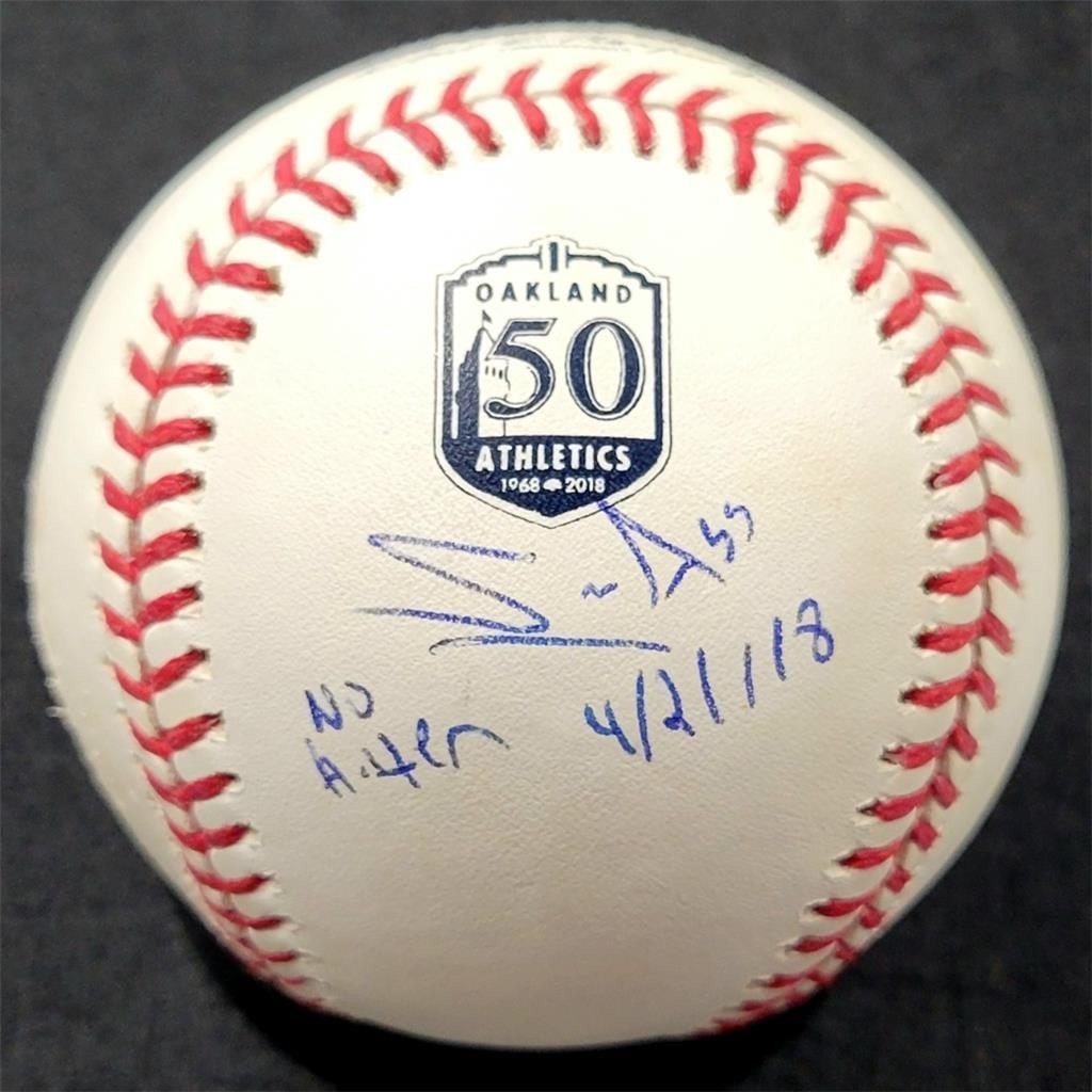 Oakland Athletics Baseball Signed by Sean Manaea Inscribed No Hitter 4/21/18 JSA (1 of 2)