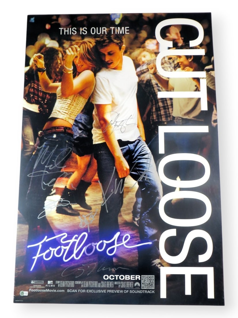 Footloose Cast Autographed 27x40 Poster Julianne Hough Beckett Authenticated: Footloose Cast Autographed 27x40 Poster Julianne Hough Beckett Authenticated This is an original 27x40 poster of the cast of Footloose, autographed by notable stars including Julianne Hough, Kenny Wor