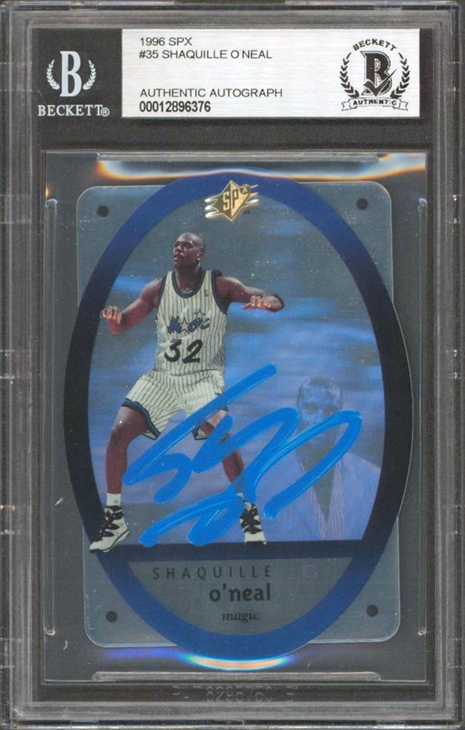 Shaquille O'Neal Autographed 1996 SPX #35 Card Beckett Authenticated (1 of 2)