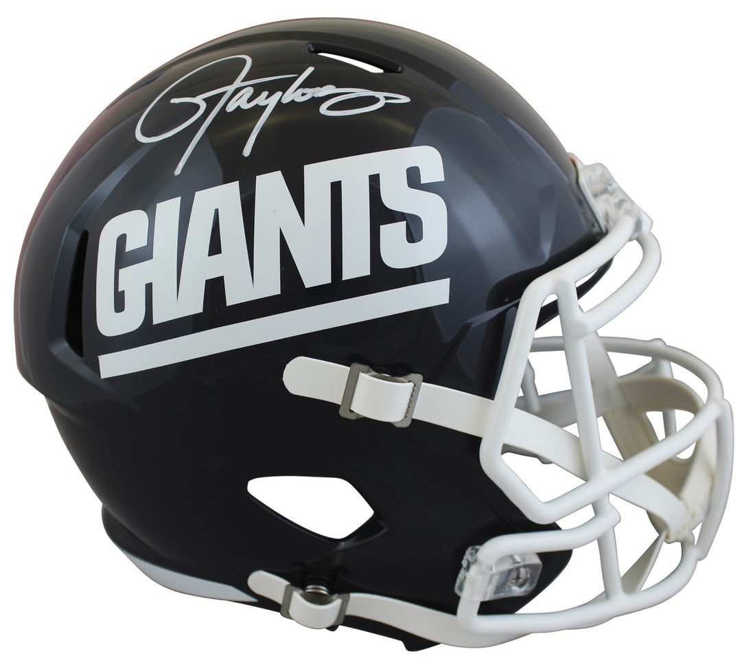 Lawrence Taylor Signed New York Giants Full Size Speed Helmet BAS Authenticated: Lawrence Taylor Signed New York Giants Full Size Speed Helmet BAS Authenticated This authentic full-size speed replica helmet features the signature of NFL legend Lawrence Taylor, a star linebacker fo