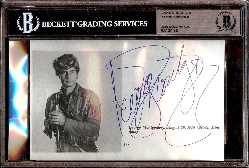Autographed George Montgomery Magazine Photograph Beckett Authenticated 6 x 9 Slab (1 of 1)
