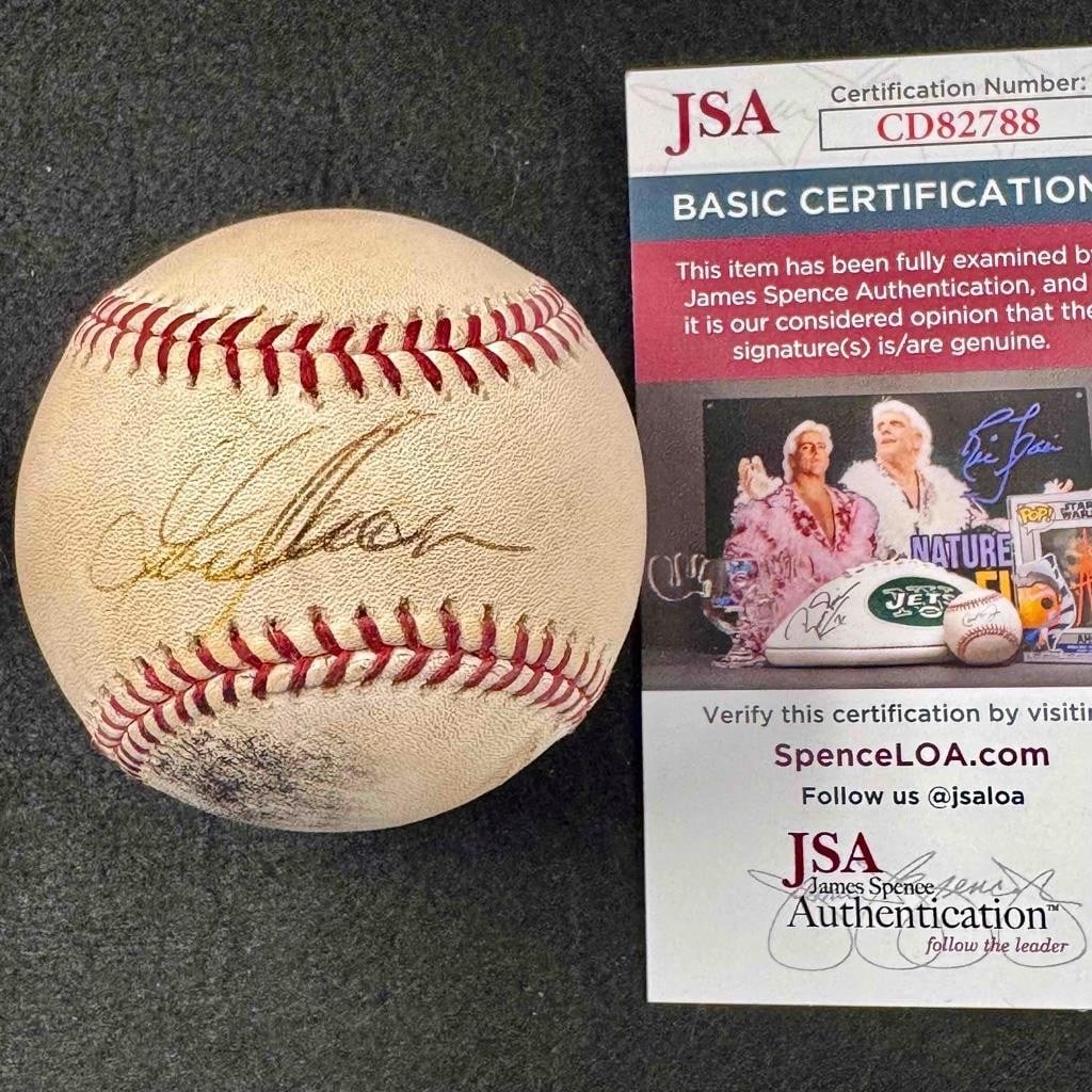 Game Used Baseball Signed by Garret Anderson JSA MLB Authentication (1 of 3)