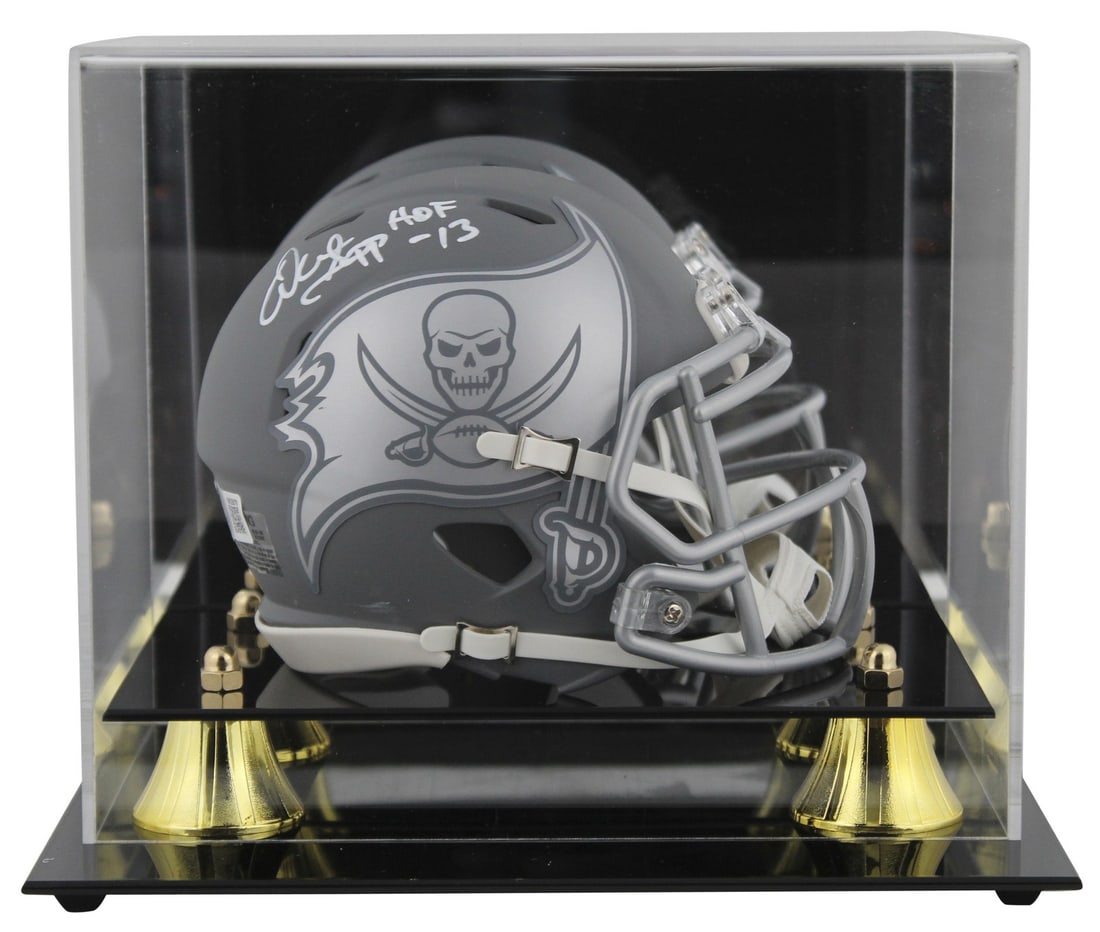 Warren Sapp Signed Slate Speed Mini Helmet HOF 13 with Beckett COA: Warren Sapp Signed Slate Speed Mini Helmet HOF 13 with Beckett COA Celebrate the legacy of Warren Sapp with this autographed Tampa Bay Buccaneers Alternate Slate Speed Mini Helmet. This unique piece i