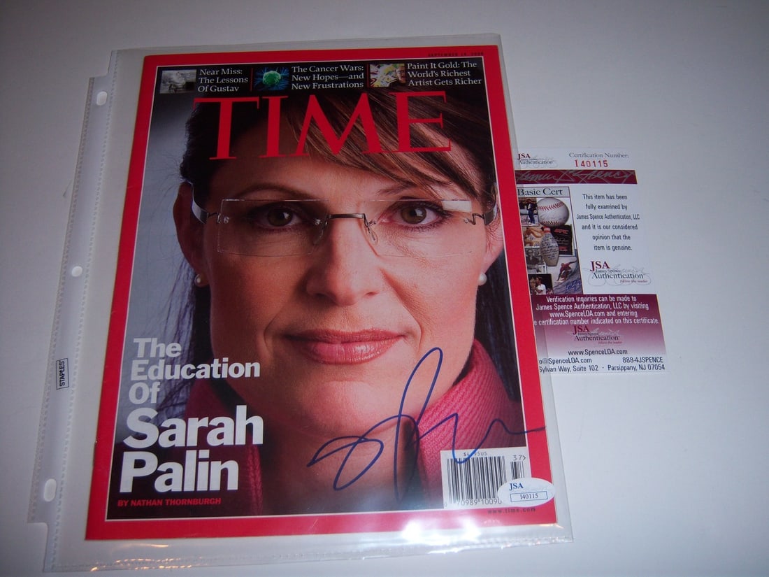 Time Magazine Cover Signed by Sarah Palin Former Alaska Governor (1 of 1)