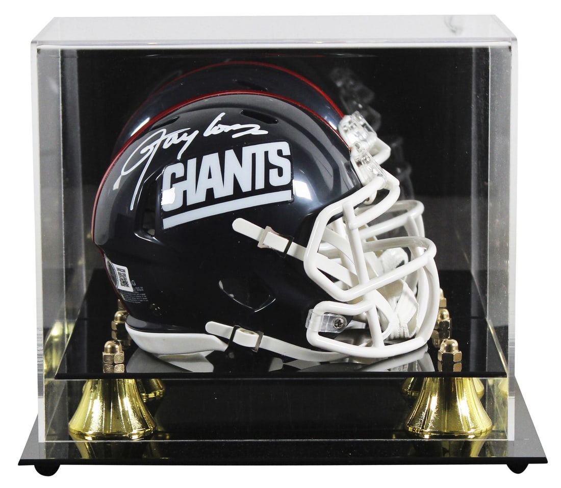Lawrence Taylor Signed 1981-99 Giants Mini Helmet with UV Case BAS Authenticated: Lawrence Taylor Signed 1981-99 Giants Mini Helmet with UV Case BAS Authenticated This authentic 1981-99 Throwback Speed Mini Helmet has been personally signed by Lawrence Taylor, legendary linebacker 