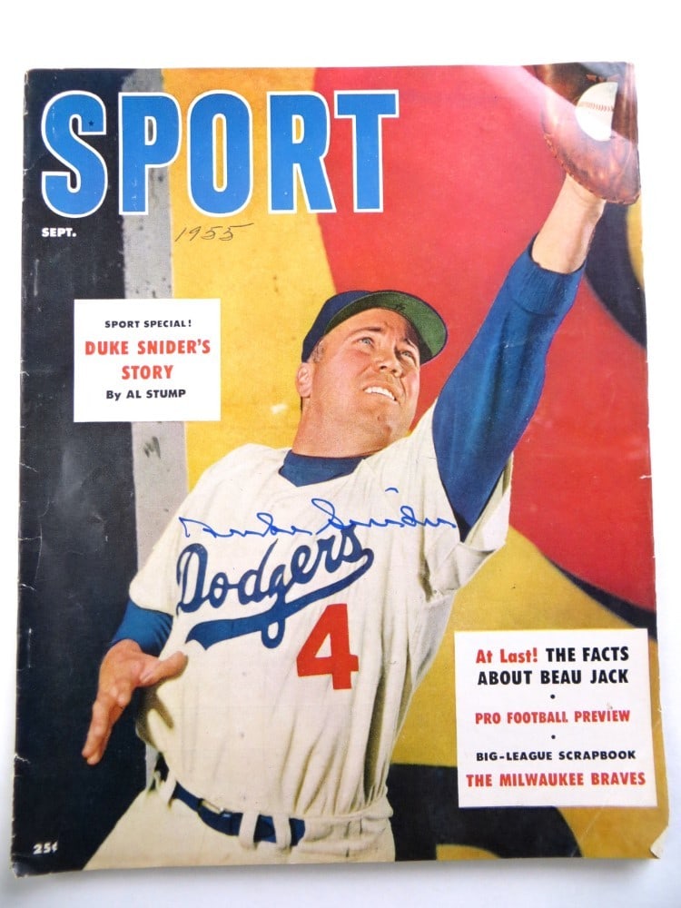 Duke Snider Autographed 1955 Magazine Brooklyn Dodgers JSA Certified (1 of 4)