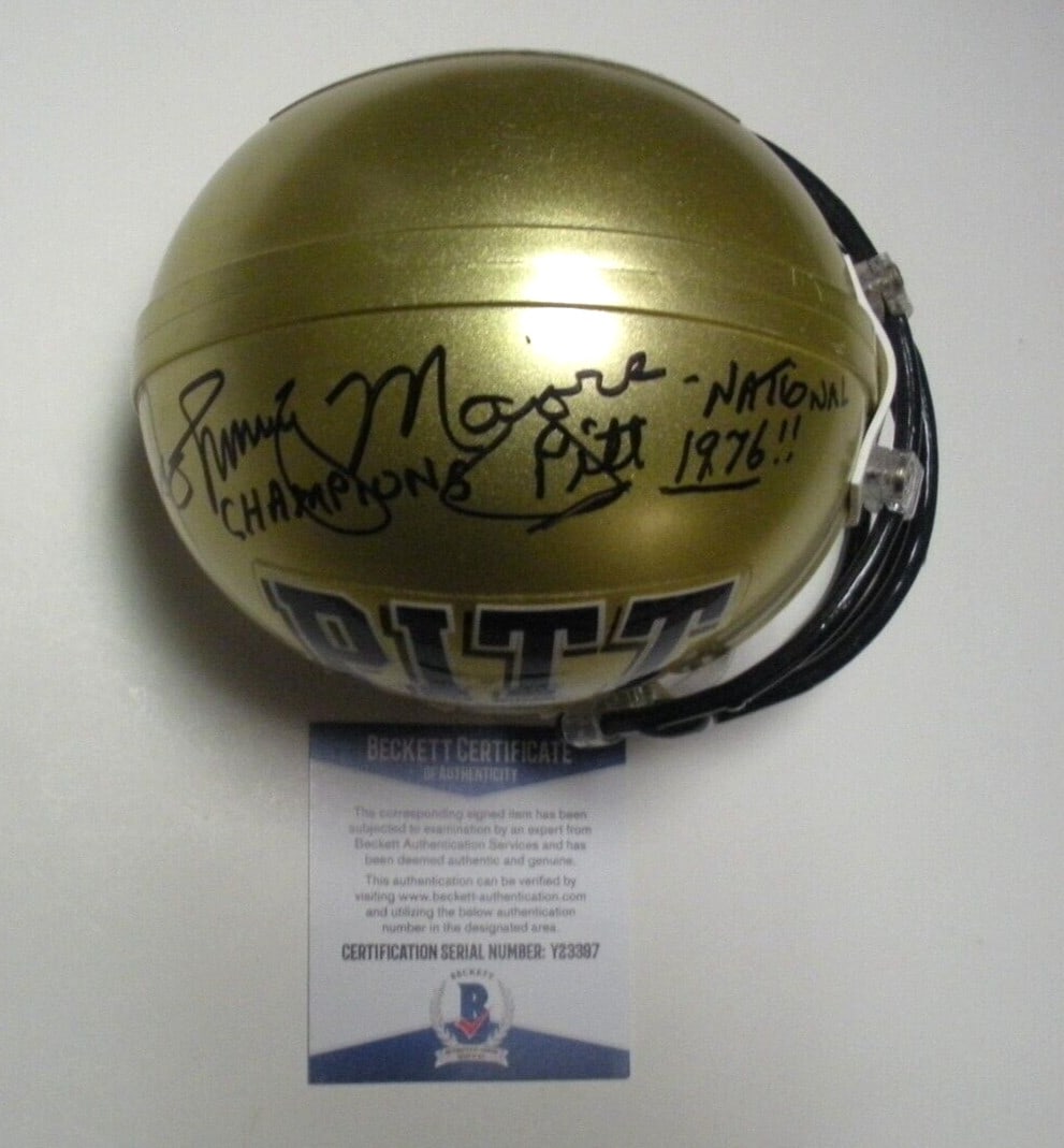 Johnny Majors Signed Pitt Panthers Mini Helmet With Beckett COA 1976 Champions (1 of 1)