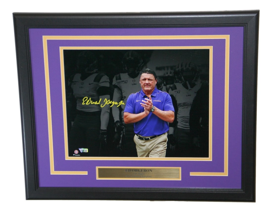 Framed 14x11 Photo Signed by Ed Orgeron with Fanatics Authentication (1 of 3)