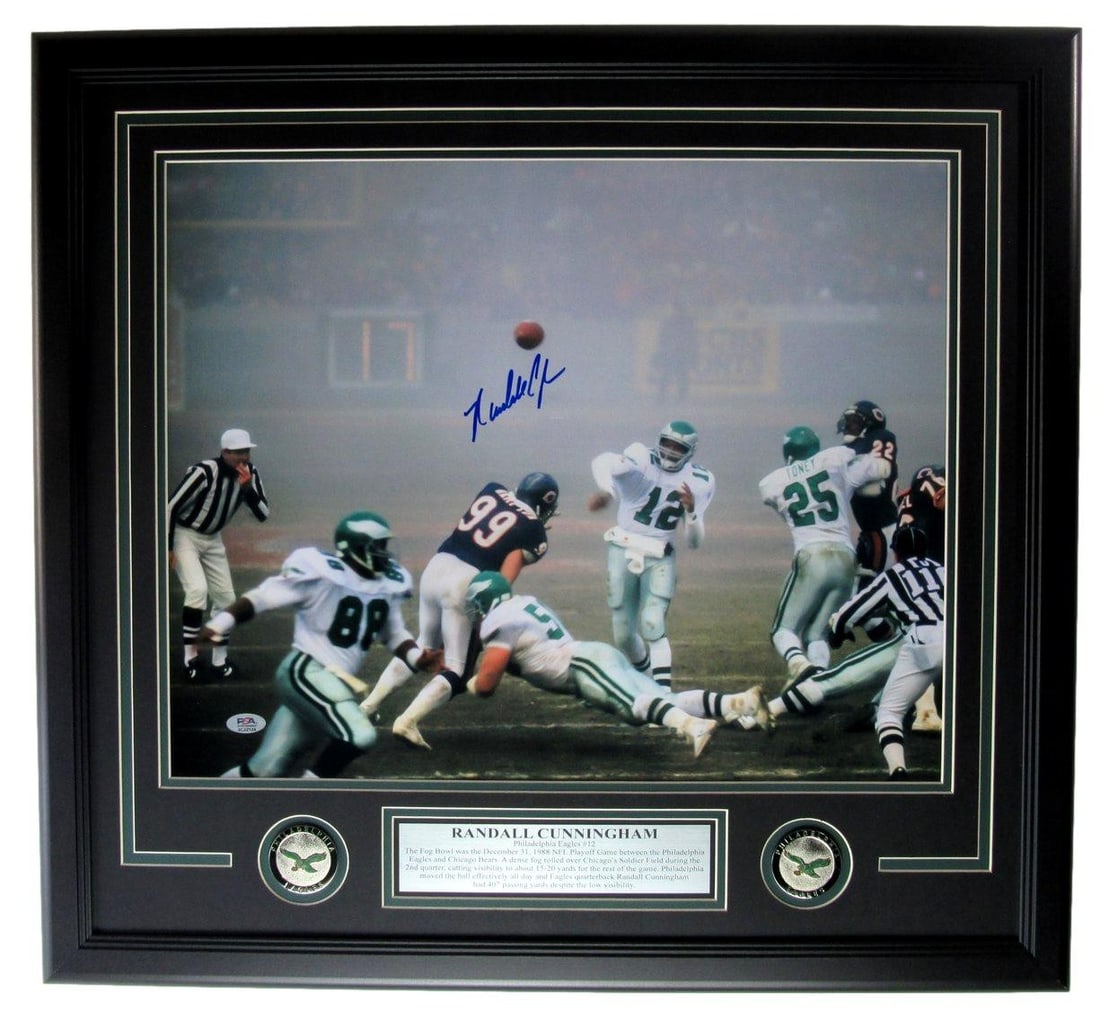 Framed 16x20 Randall Cunningham Autographed Eagles Photo PSA DNA Certified (1 of 4)