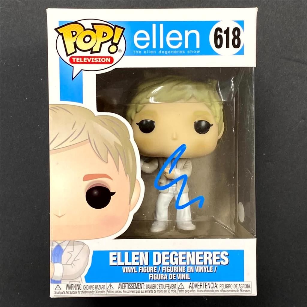 Funko Pop Figure 618 Autographed by Ellen DeGeneres JSA Authenticated: Funko Pop Figure 618 Autographed by Ellen DeGeneres JSA Authenticated This is an original Funko Pop! Figure number 618 signed by Ellen DeGeneres. The autograph is authenticated by James Spence Authent