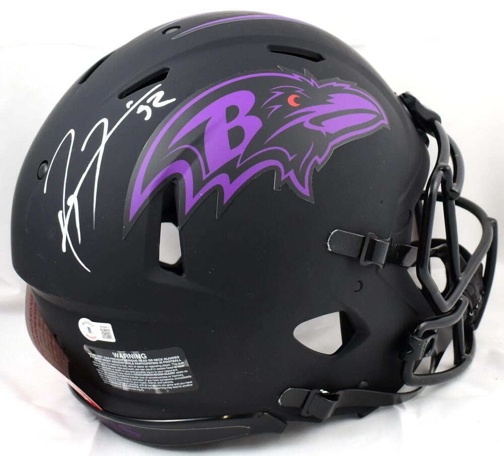 Ray Lewis Autographed Baltimore Ravens Eclipse Speed Helmet Beckett Certified: Ray Lewis Autographed Baltimore Ravens Eclipse Speed Helmet Beckett Certified This is an authentic full-size Eclipse Speed helmet signed by Ray Lewis, the legendary linebacker of the Baltimore Ravens.