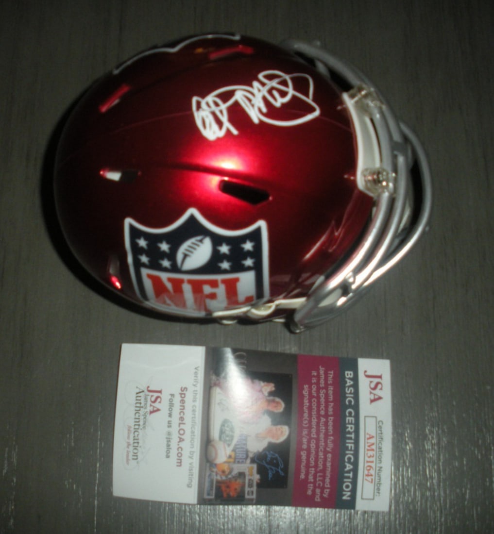 Al Michaels Signed NFL Shield Mini Helmet With JSA Authentication: Al Michaels Signed NFL Shield Mini Helmet With JSA Authentication This collectible mini helmet features the NFL Shield and has been signed by renowned NFL announcer Al Michaels. The item comes with JS