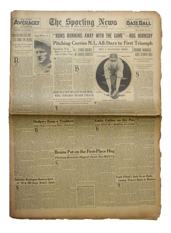 July 9 1936 Sporting News Newspaper N.L. 1st All Star Game Original (1 of 2)