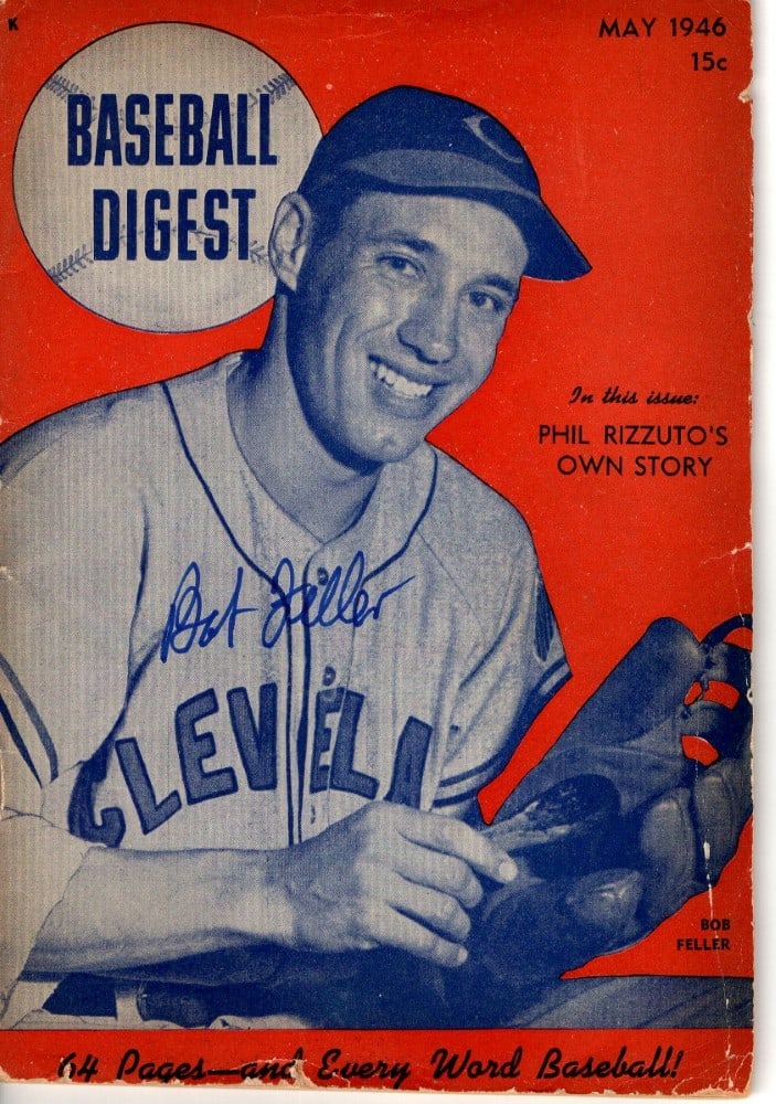 Bob Feller Autographed Magazine May 1946 Indians JSA Certified: Bob Feller Autographed Magazine May 1946 Indians JSA Certified This is an original autographed magazine featuring Bob Feller, a legendary player for the Cleveland Indians. The signature has been authe
