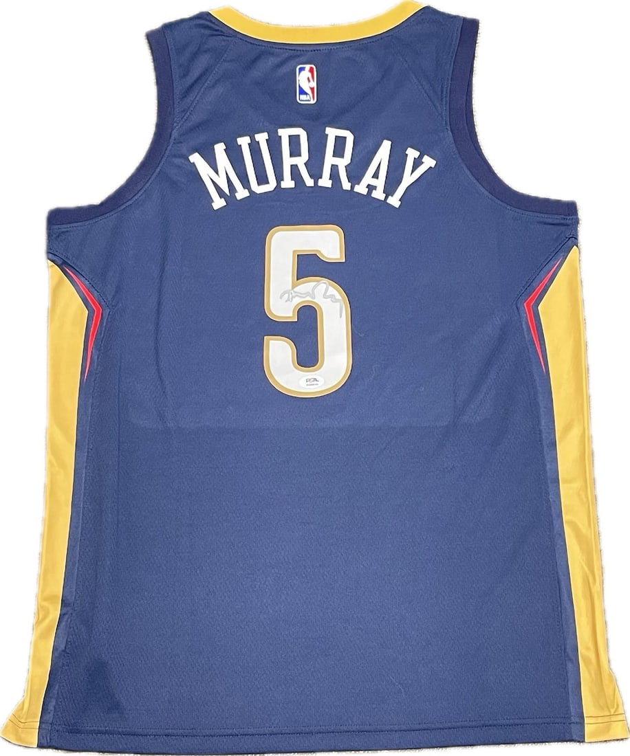 DeJounte Murray Autographed Jersey PSA/DNA New Orleans Pelicans: DeJounte Murray Autographed Jersey PSA/DNA New Orleans Pelicans This is an autographed jersey by DeJounte Murray, a player for the New Orleans Pelicans. The signature has been authenticated by PSA/DNA