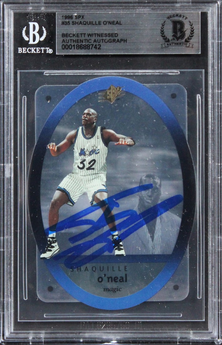 Shaquille O'Neal Signed 1996 SPX #35 Card Beckett Authenticated (1 of 2)