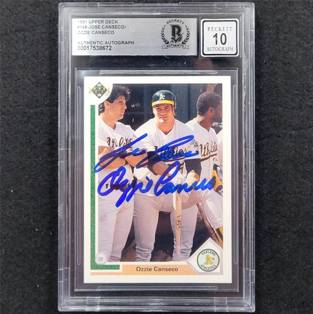 Jose Ozzie Canseco Signed 1991 Upper Deck UD #146 BAS 10 Auto Card (1 of 2)
