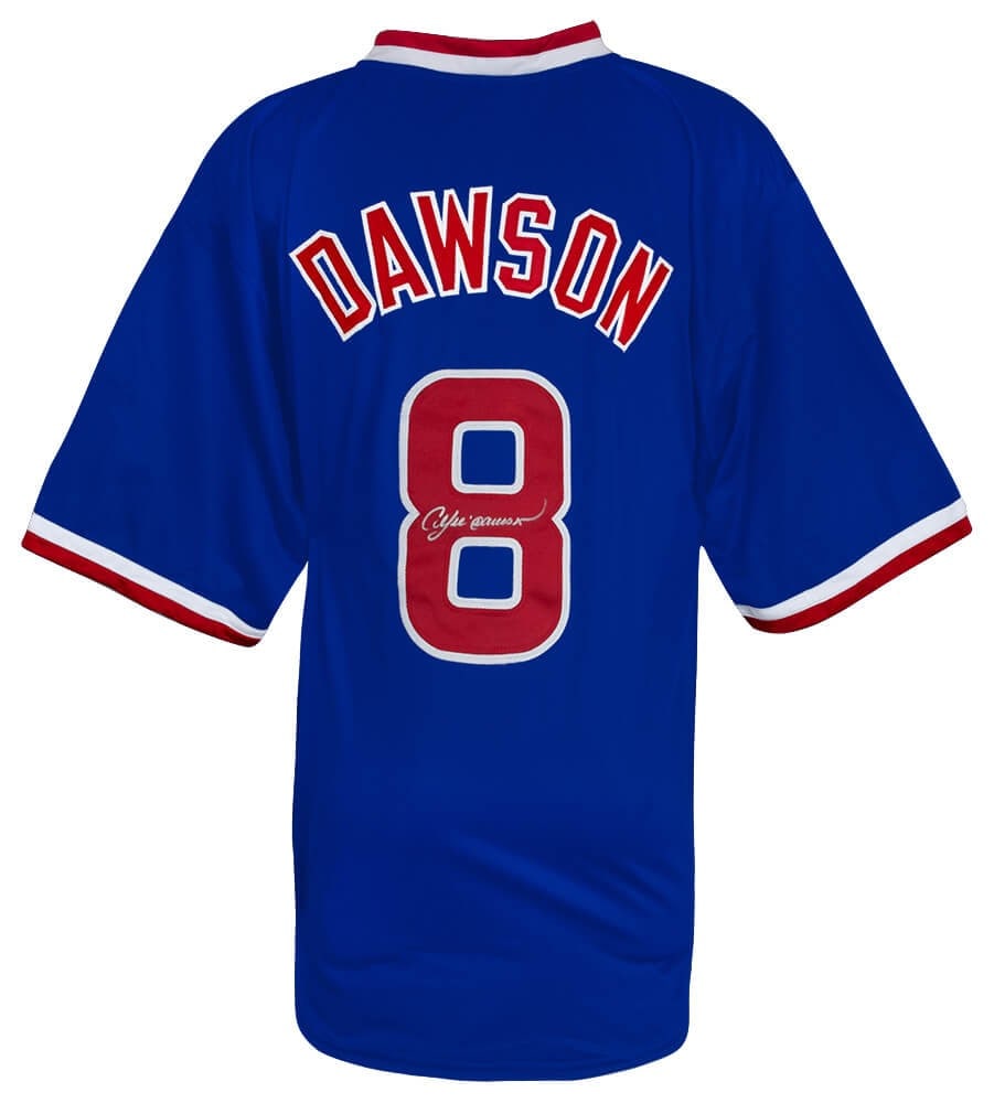 Andre Dawson Signed Blue Throwback Cubs Jersey with COA (1 of 3)