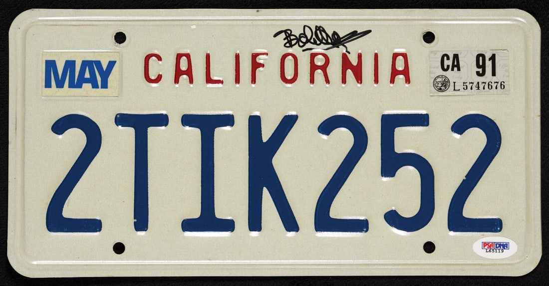 Bob Hope Autographed California License Plate with PSA/DNA COA: Bob Hope Autographed California License Plate with PSA/DNA COA This authentic California license plate features the signature of the legendary entertainer Bob Hope, making it a unique collectible for 