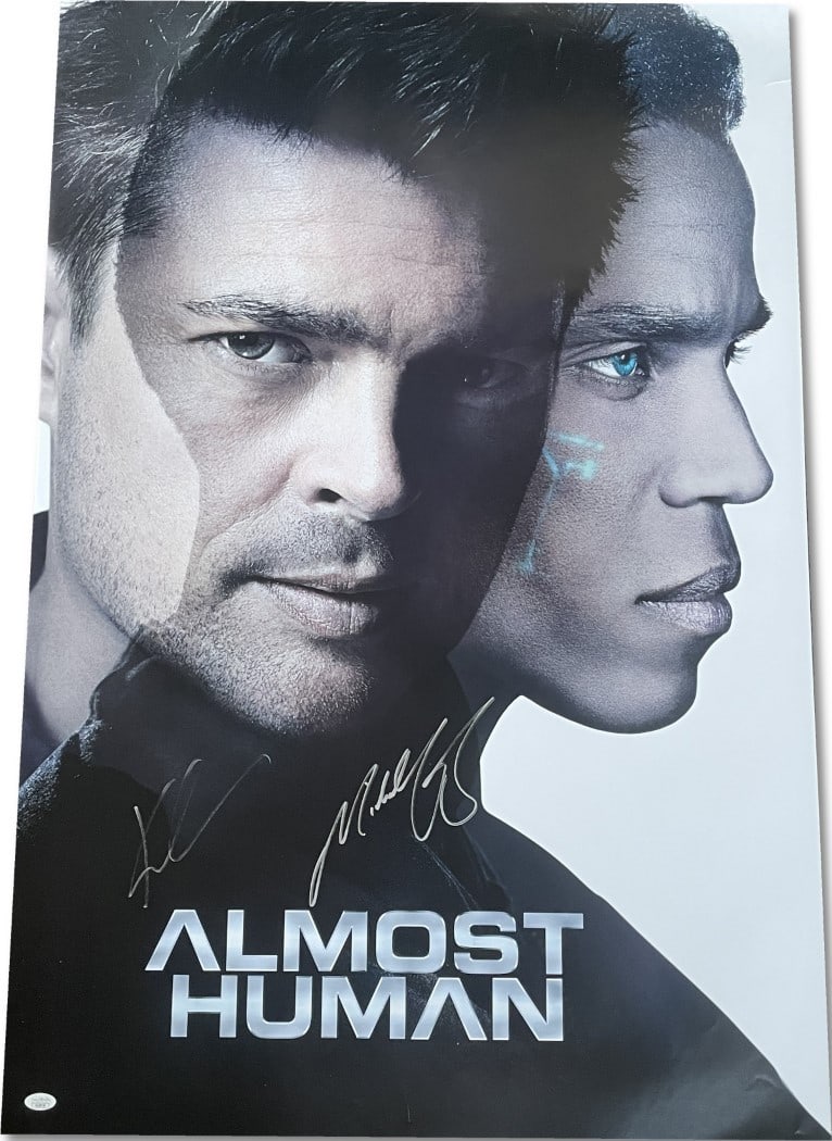 Karl Urban Michael Ealy Signed 27x40 Original WB Poster JSA Certified: Karl Urban Michael Ealy Signed 27x40 Original WB Poster JSA Certified This is an original 27x40 poster from the acclaimed series Almost Human, featuring the autographs of stars Karl Urban and Michael 