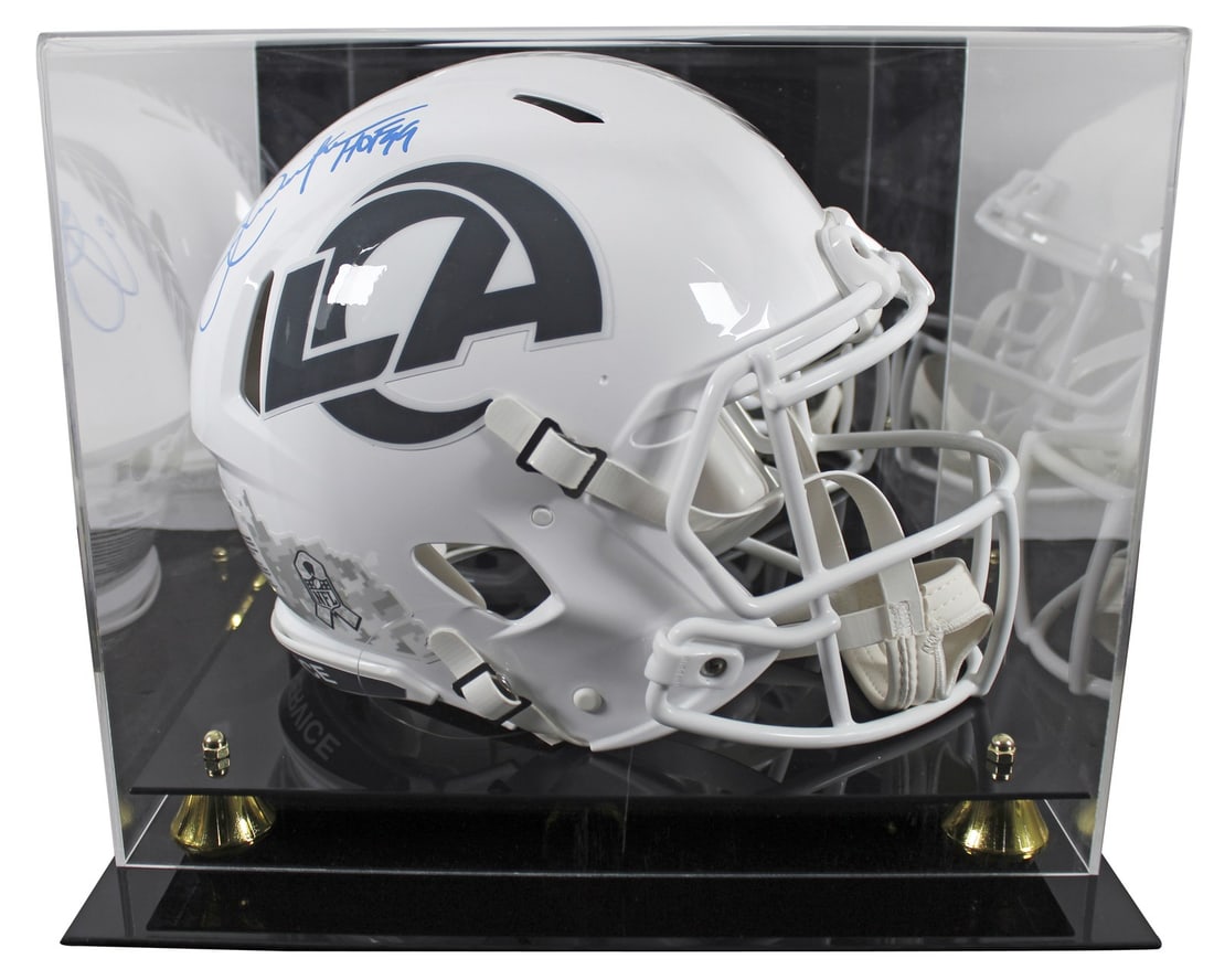 Eric Dickerson Signed Rams Helmet with HOF 99 Inscription BAS Authenticated: Eric Dickerson Signed Rams Helmet with HOF 99 Inscription BAS Authenticated This remarkable Eric Dickerson signed full-size Speed Proline helmet commemorates his induction into the Hall of Fame with t
