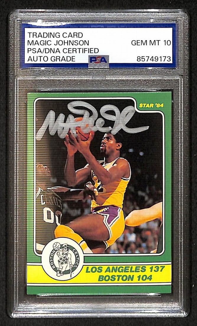 1984 Star Basketball Card Magic Johnson Signed PSA DNA 10 (1 of 2)