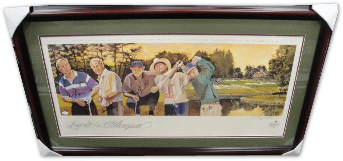 2000 Senior Open Framed Photo with Nicklaus Palmer Irwin Kite Watson JSA Authenticated: 2000 Senior Open Framed Photo with Nicklaus Palmer Irwin Kite Watson JSA Authenticated This is a remarkable custom framed photo featuring iconic golfers Jack Nicklaus, Arnold Palmer, Hale Irwin, Tom K