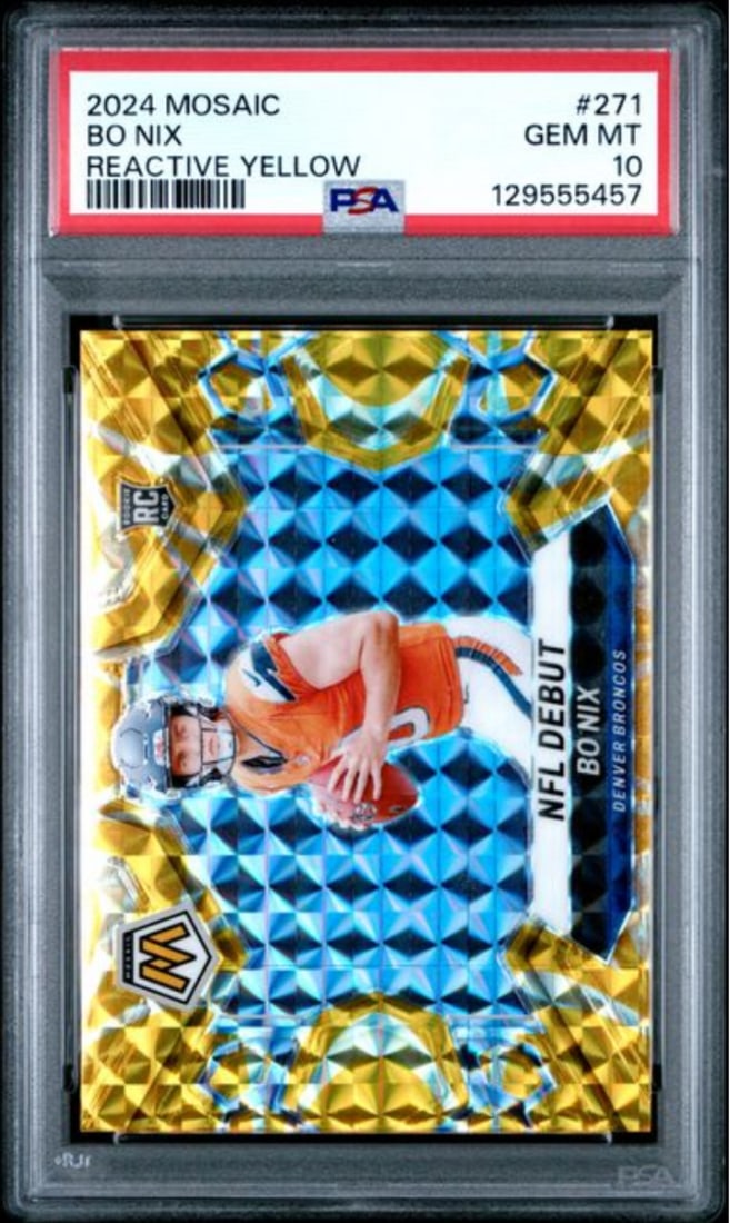 2024 Panini Mosaic Bo Nix Rookie RC #271 PSA 10 Mint Card (1 of 2)