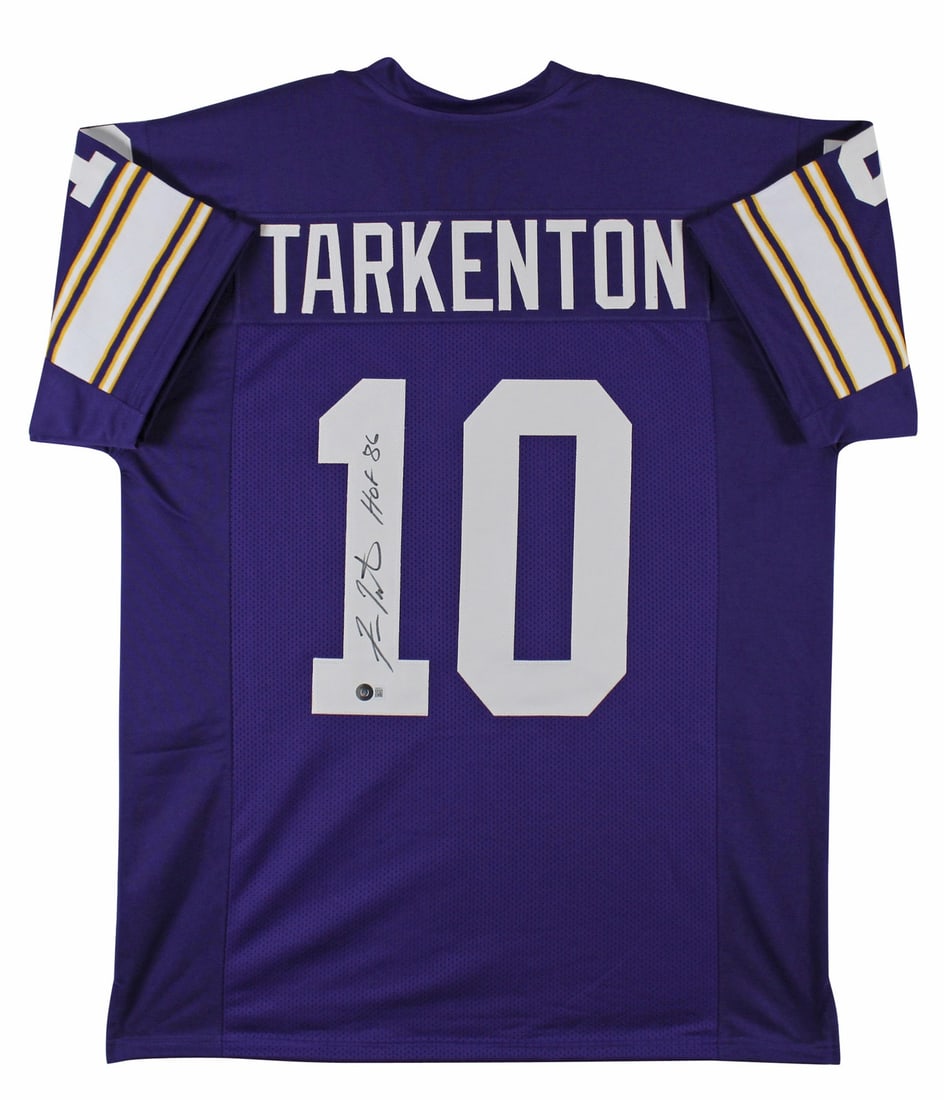 Fran Tarkenton Signed Purple Jersey HOF 86 BAS Authenticated Minnesota Vikings: Fran Tarkenton Signed Purple Jersey HOF 86 BAS Authenticated Minnesota Vikings Celebrate the legacy of Fran Tarkenton with this autographed Minnesota Vikings Purple Pro Style Jersey, featuring the ins