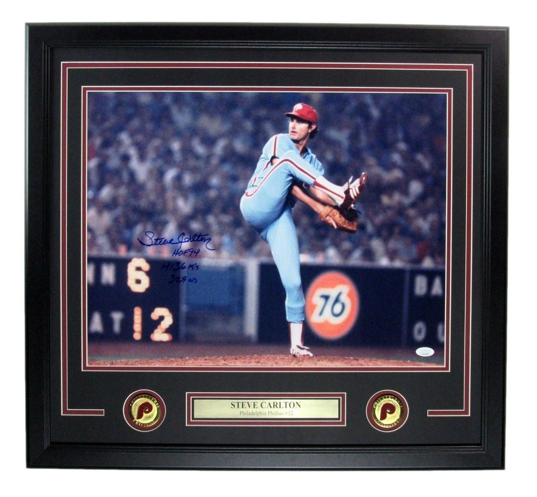 Steve Carlton Autographed 16x20 Framed Photo Philadelphia Phillies JSA (1 of 4)