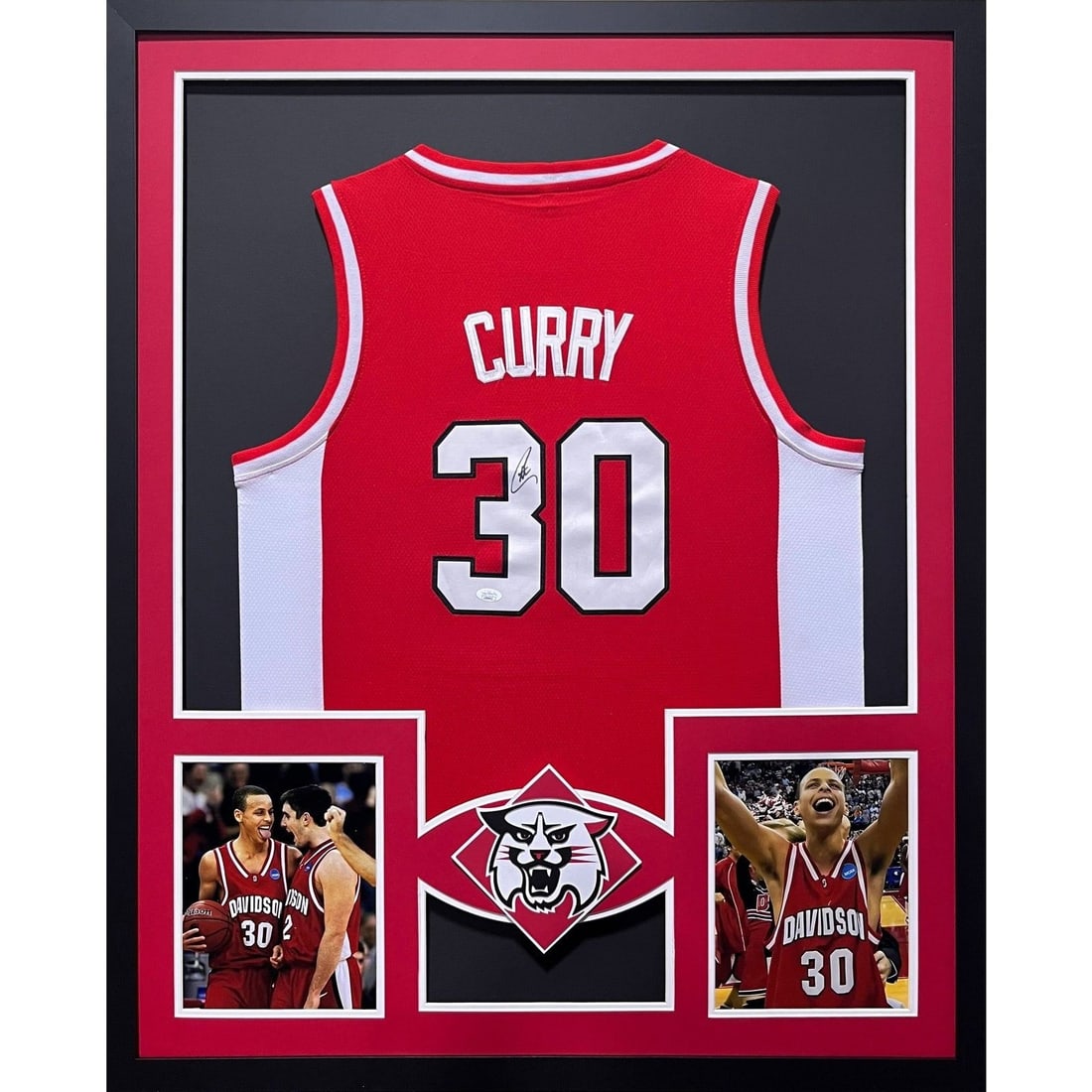 Stephen Curry Signed Framed Jersey JSA Authentic College: Stephen Curry Signed Framed Jersey JSA Authentic College This is a framed and autographed college jersey of basketball star Stephen Curry, showcasing his signature and authenticated by JSA, a leading 
