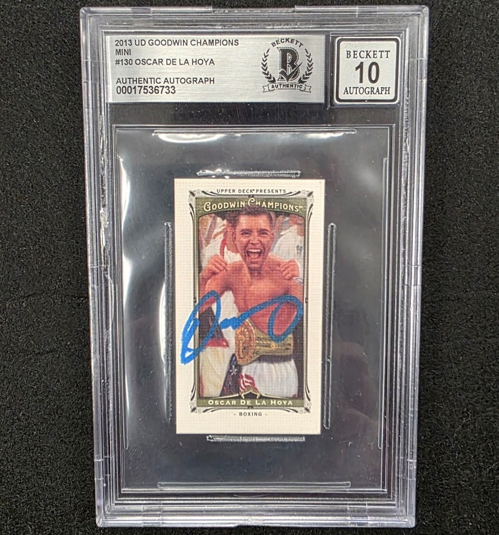 2013 Goodwin Champions Oscar De La Hoya BAS 10 Graded Signed Mini Boxing Card (1 of 2)