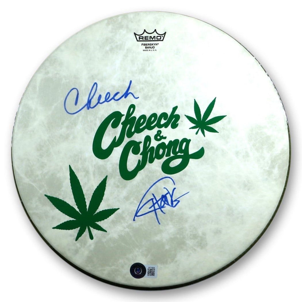 11 Inch Drumhead Signed by Cheech Marin and Tommy Chong Beckett Authenticated (1 of 4)