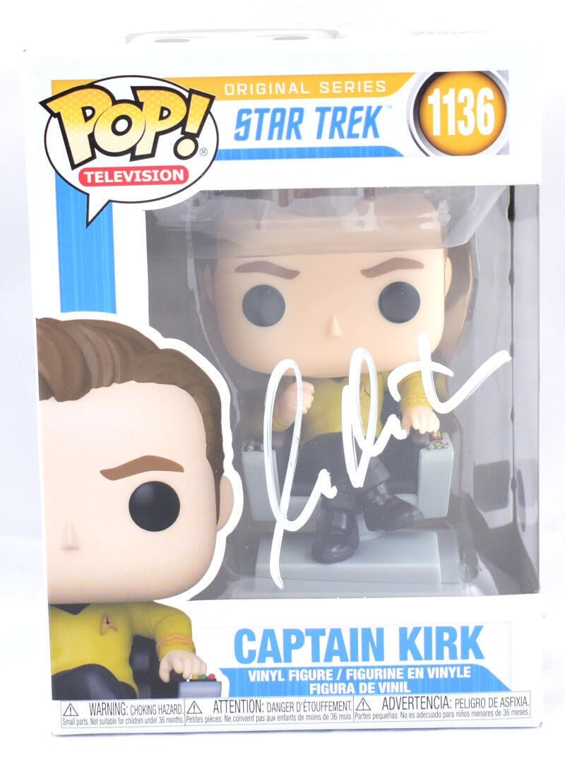 William Shatner Signed Star Trek Funko Pop #1136 Beckett Authenticated: William Shatner Signed Star Trek Funko Pop #1136 Beckett Authenticated This collectible vinyl figure features William Shatner, renowned for his iconic role in Star Trek. Produced by Funko, this Funko 
