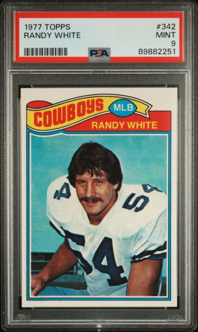 1977 Topps Randy White #342 PSA 9 Mint Football Card Authentic Dallas Cowboys: 1977 Topps Randy White #342 PSA 9 Mint Football Card Authentic Dallas Cowboys This is a graded 1977 Topps Randy White #342 2nd Year Football Card, featuring the legendary Dallas Cowboys player. The ca
