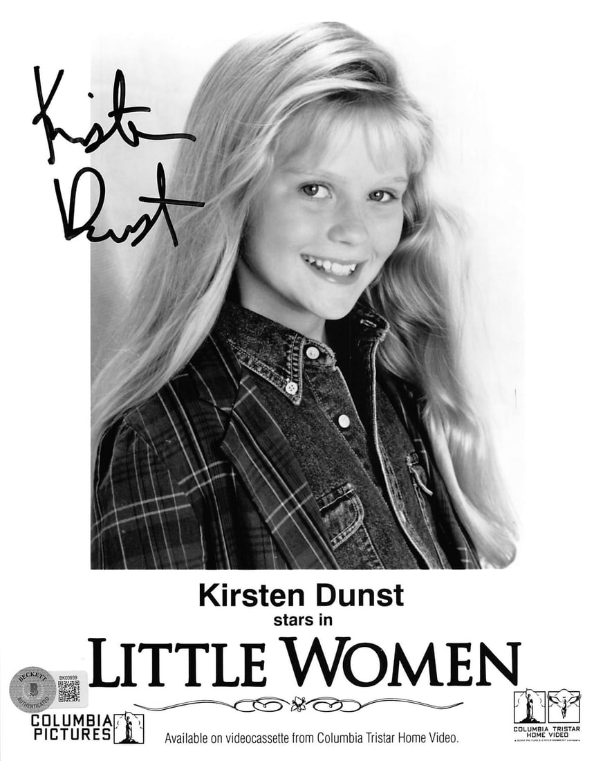 Beckett Authenticated Kirsten Dunst 8x10 Little Women Photograph: Beckett Authenticated Kirsten Dunst 8x10 Little Women Photograph This is an 8x10 photograph from Little Women, personally signed by Kirsten Dunst. The autograph is authenticated by Beckett Authenticat