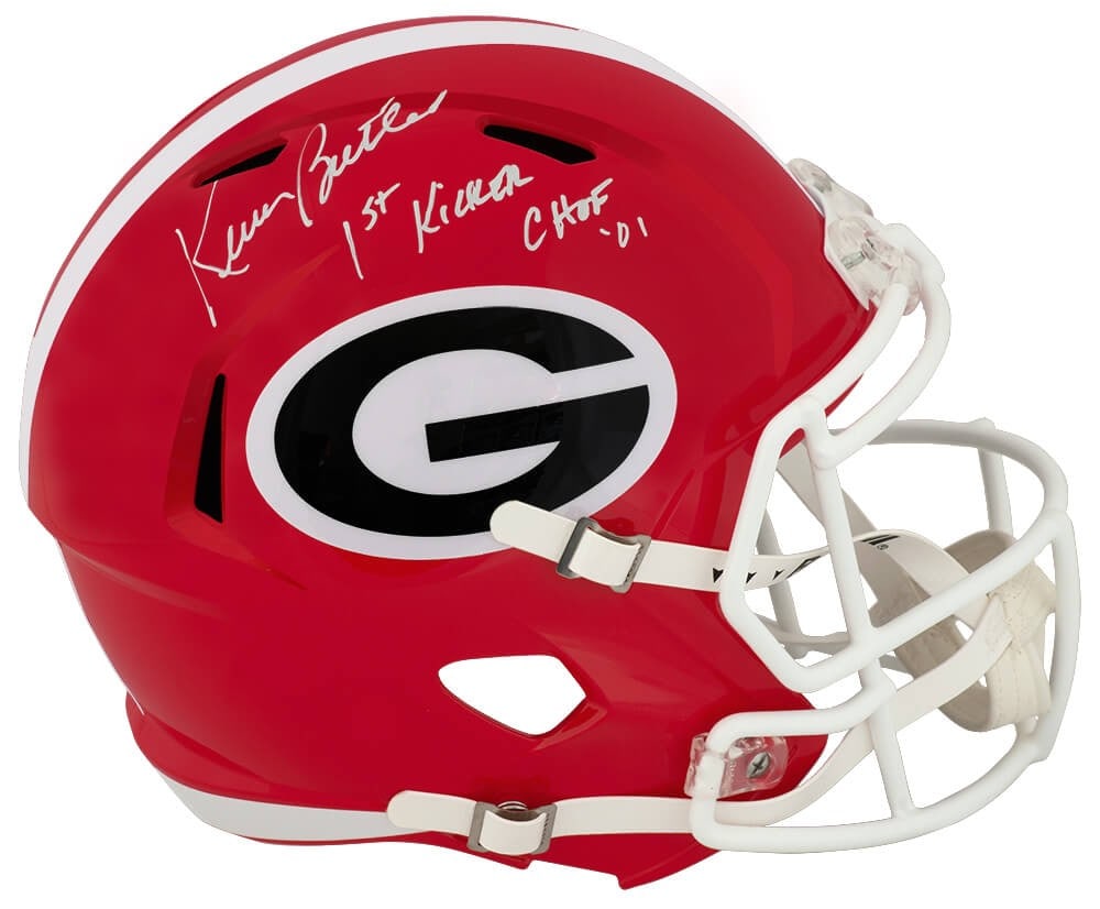 Georgia Bulldogs Full Size Replica Helmet Signed by Kevin Butler with Inscription COA: Georgia Bulldogs Full Size Replica Helmet Signed by Kevin Butler with Inscription COA This pre-owned Georgia Bulldogs Riddell full size speed replica helmet is hand-signed by Kevin Butler and features