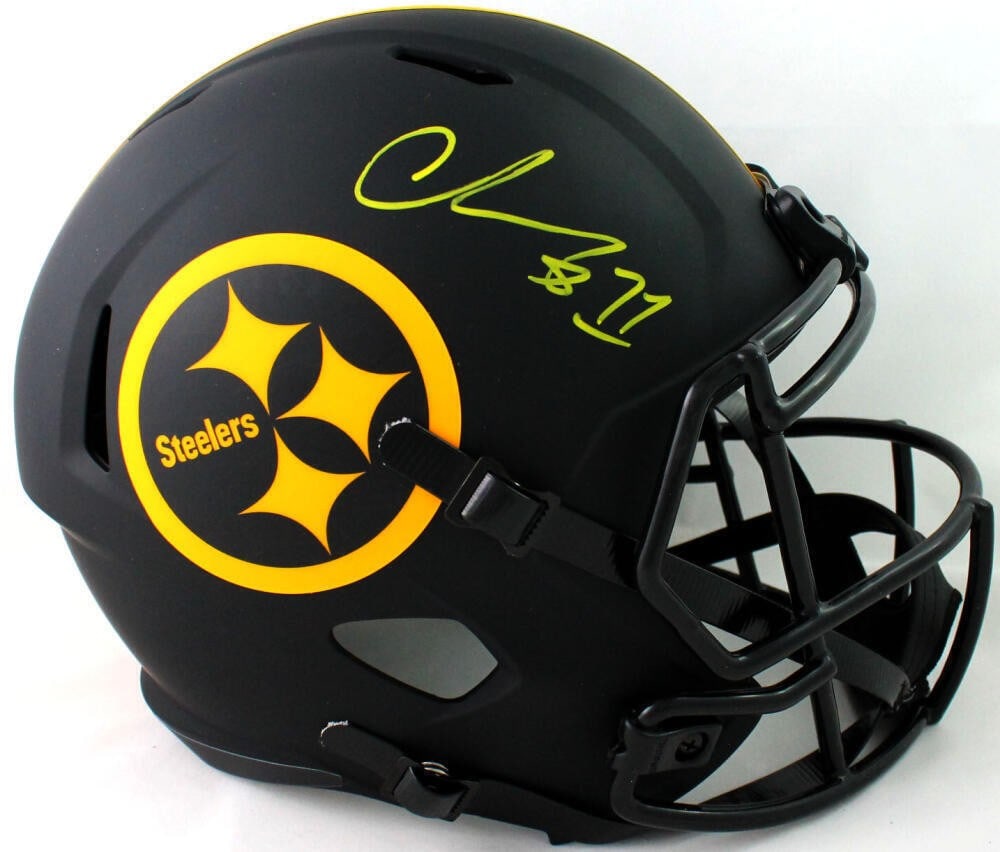Chase Claypool Autographed Pittsburgh Steelers Eclipse Speed Full Size Helmet Beckett Auth: Chase Claypool Autographed Pittsburgh Steelers Eclipse Speed Full Size Helmet Beckett Auth This full-size Eclipse Speed helmet features the authentic signature of Chase Claypool, representing the Pitt