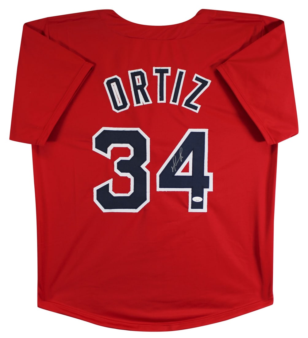 Red Pro Style Jersey Signed by David Ortiz JSA Authenticated: Red Pro Style Jersey Signed by David Ortiz JSA Authenticated This red pro style jersey has been personally signed by David Ortiz of the Boston Red Sox. Authenticated by JSA, the jersey comes with a Ce