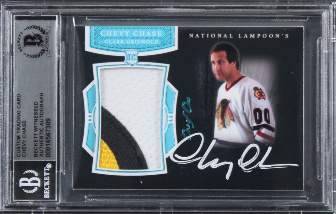Chevy Chase Signed Relic Card National Lampoon's Christmas Vacation One of One BAS Authenticated: Chevy Chase Signed Relic Card National Lampoon's Christmas Vacation One of One BAS Authenticated This unique relic card features the autograph of Chevy Chase, the iconic star of National Lampoon's Chr