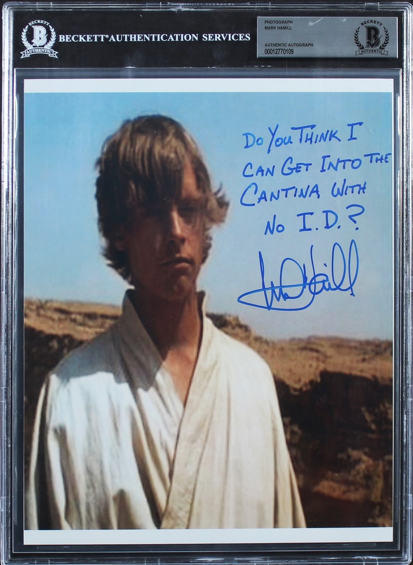 Mark Hamill Signed Star Wars A New Hope 8x10 Photo BAS Slabbed: Mark Hamill Signed Star Wars A New Hope 8x10 Photo BAS Slabbed This authentic 8x10 photograph features Mark Hamill's signature from his iconic role in "Star Wars: A New Hope." The photo includes the i
