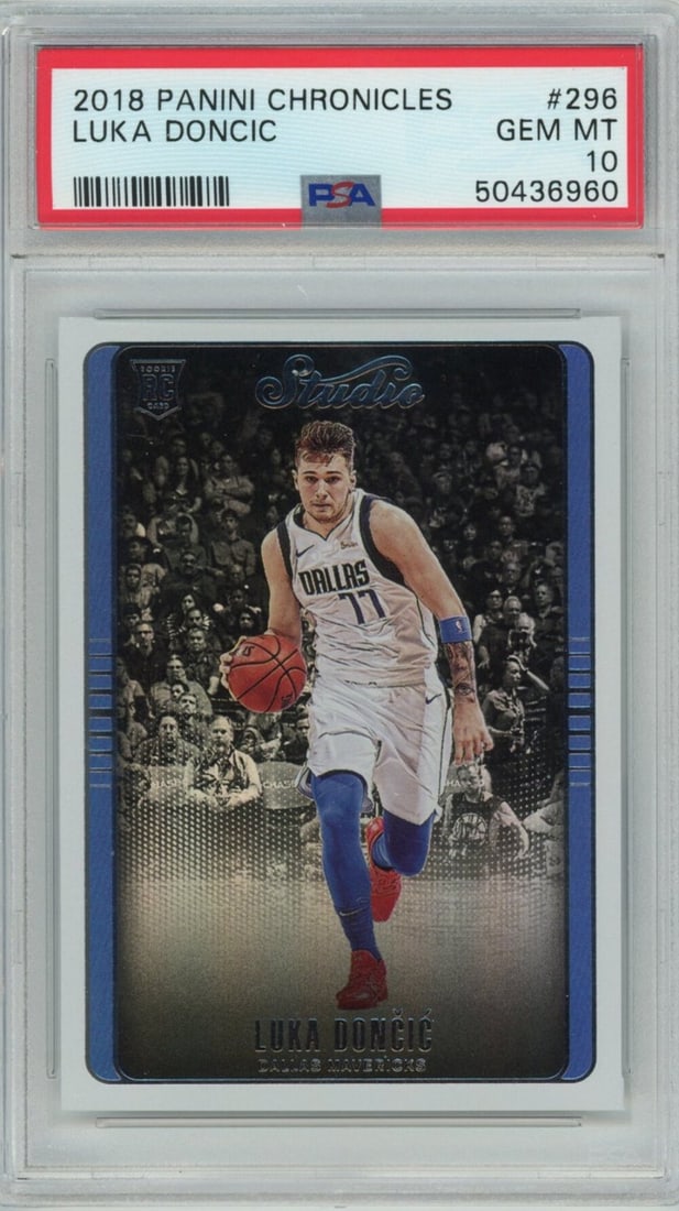 PSA 10 Gem Mint 2018-19 Panini Chronicles Luka Doncic Rookie Card #296: PSA 10 Gem Mint 2018-19 Panini Chronicles Luka Doncic Rookie Card #296 This is a graded 2018-19 Panini Chronicles Luka Doncic #296 Rookie RC Card, rated PSA 10 Gem Mint. This card features Luka Doncic