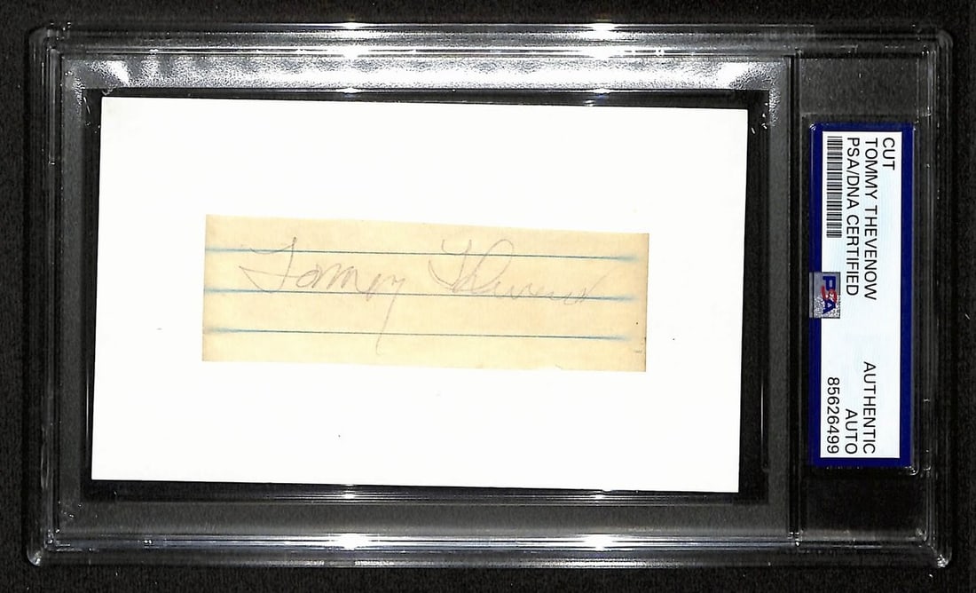 Tommy Thevenow Autographed 3x5 Index Card 1926 Cardinals PSA/DNA: Tommy Thevenow Autographed 3x5 Index Card 1926 Cardinals PSA/DNA This offering features an original autographed cut of Tommy Thevenow on a 3x5 index card, commemorating his time with the 1926 St. Loui
