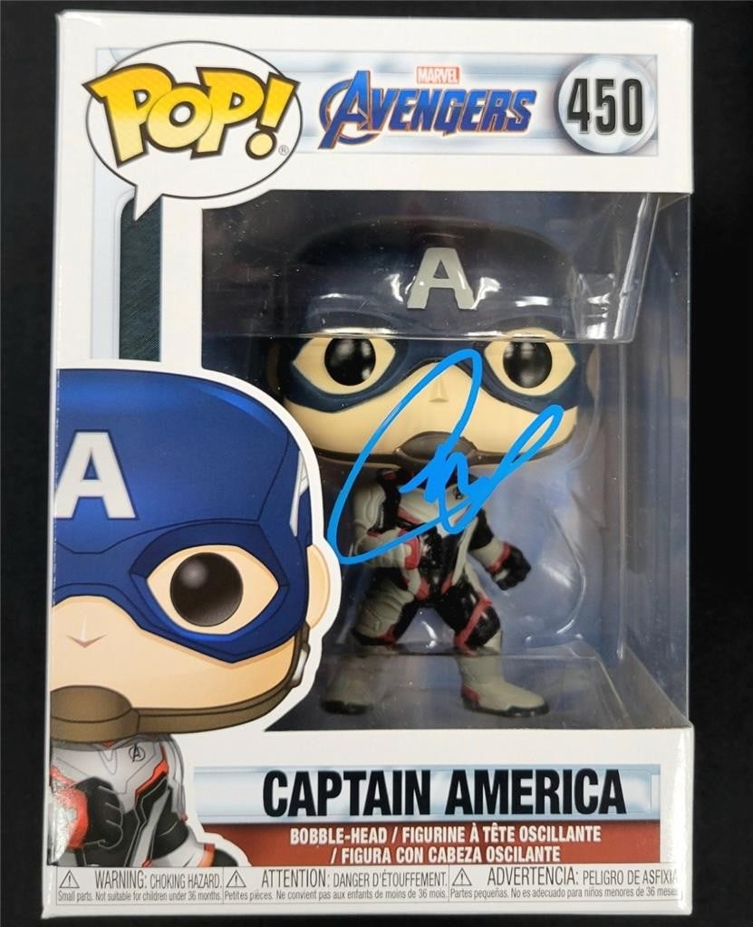 Christian Pulisic Signed USA Captain America Funko Pop Beckett Authenticated: Christian Pulisic Signed USA Captain America Funko Pop Beckett Authenticated This is a signed Funko Pop! figure featuring Christian Pulisic, the USA soccer team captain. The autograph has been authent
