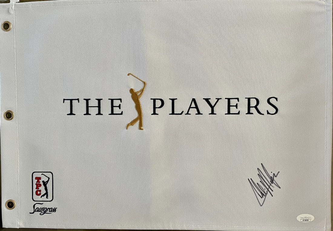 Collin Morikawa Signed The Players Championship Flag JSA Certified (1 of 2)