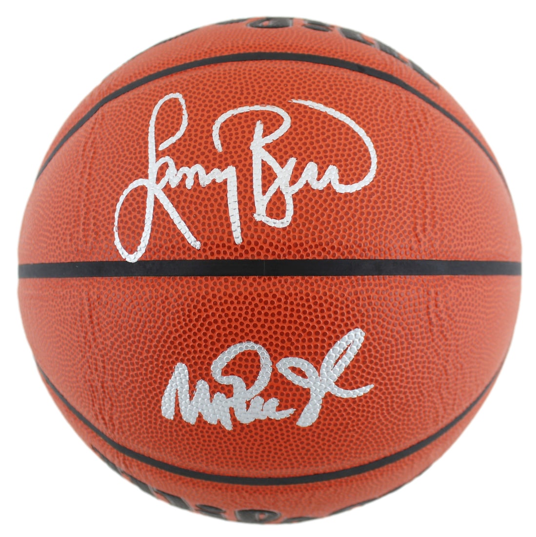 Magic Johnson Larry Bird Signed Wilson Basketball BAS Witnessed Authentic (1 of 3)